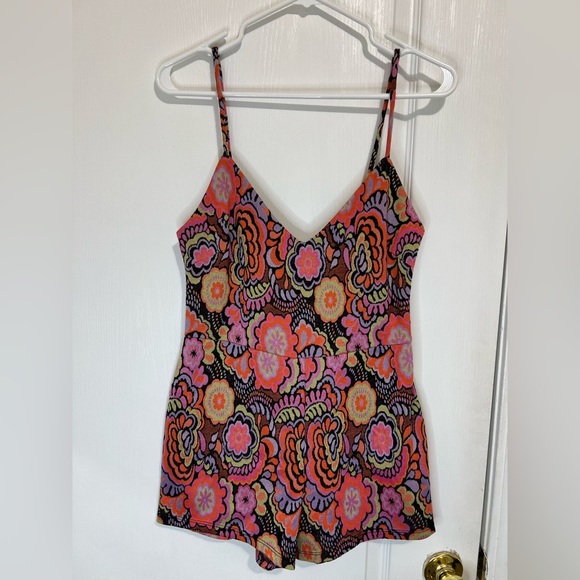 Zara Floral retro Print Women's sleeveless romper size M - Picture 2 of 11